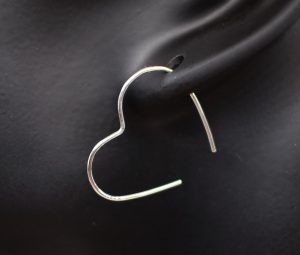 Sterling silver heat hoop earrings, valentine's gift, hearts